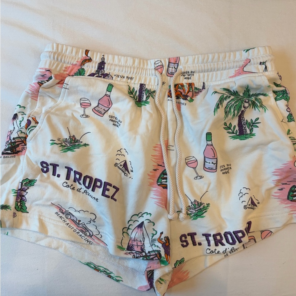 St. Tropez Women's Tropical Print Shorts - White